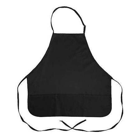 KNG 3 Pocket Black Rounded Bib Apron 2104BLK